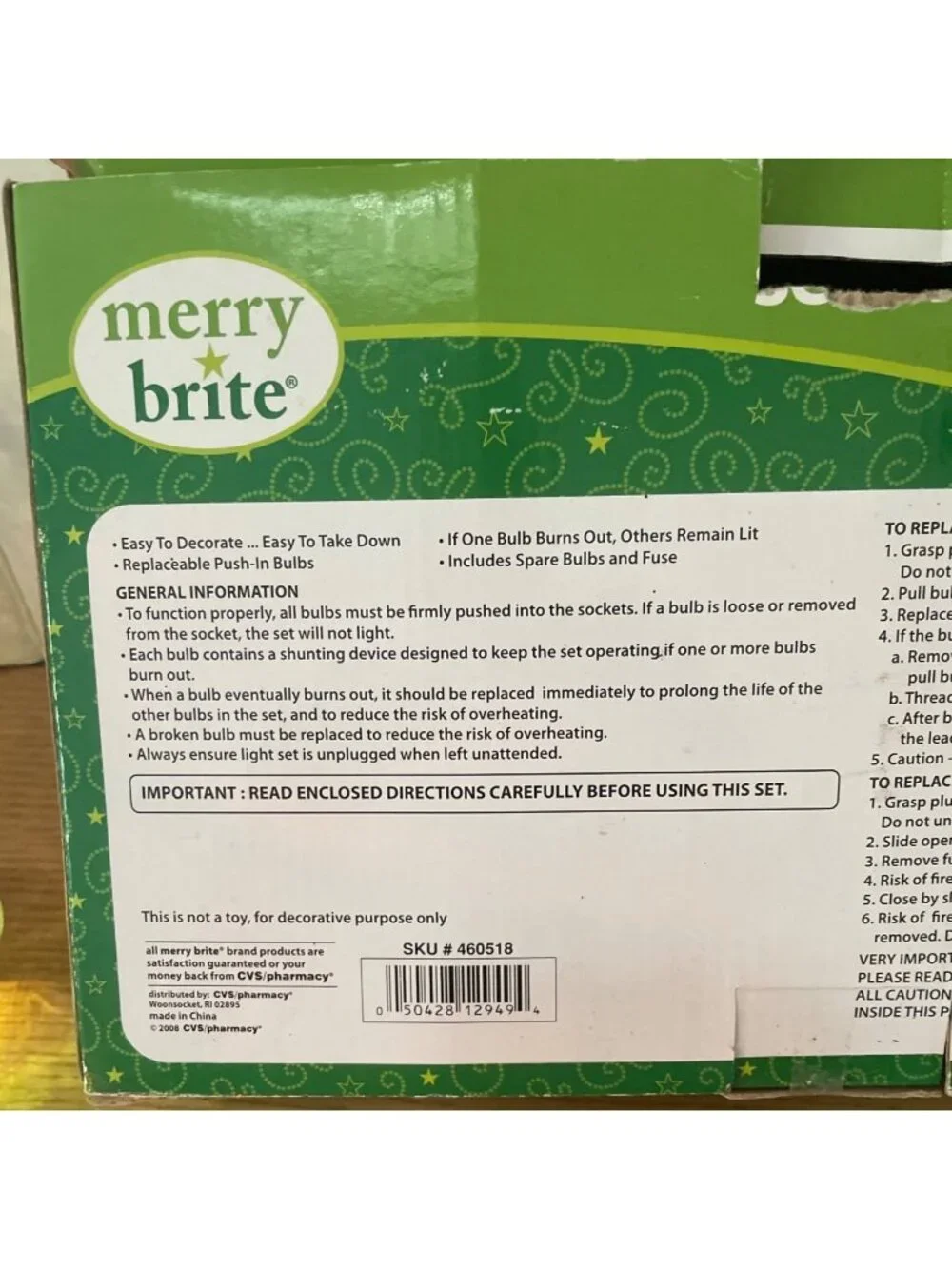 Merry Brite String Lighted Christmas Ornaments Multicolor Glitter Swirl 36 Inch